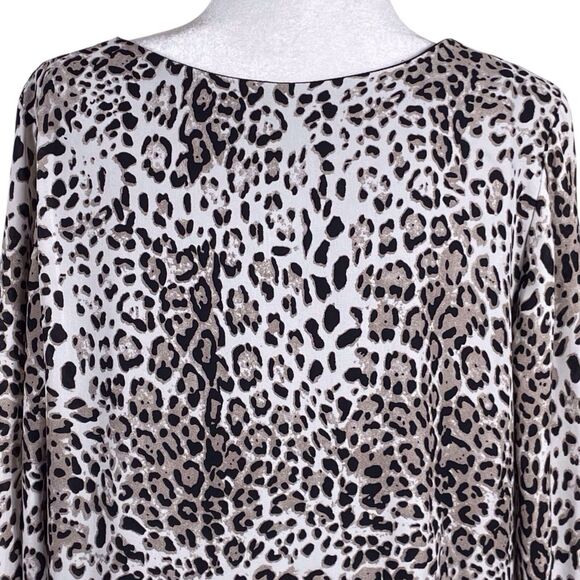 NWT ee:some Women Animal Print Shift Dress Size XL Brown Boho 3/4 Balloon Sleeve - Picture 8 of 14